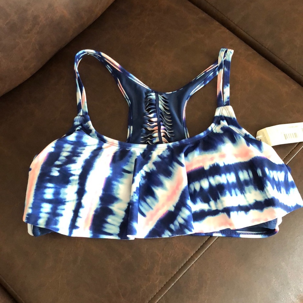 Arizona Tie Dye Flounce Swimsuit Top-Juniors - Picture 3 of 6
